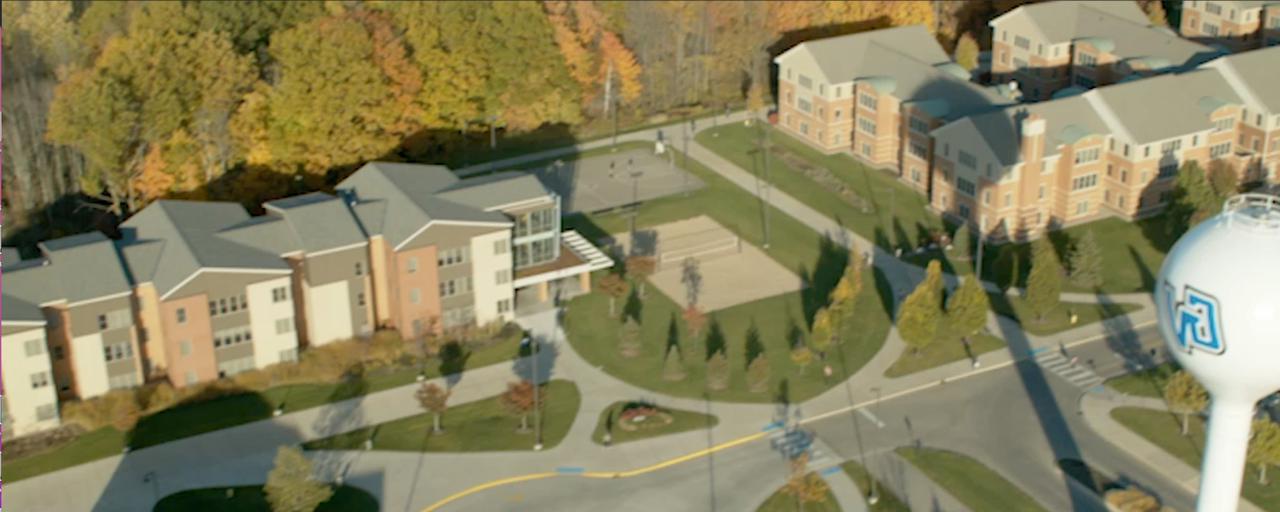 Drone footage of GVSU on campus housing